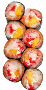 Ролл с лососем манго и креветкой